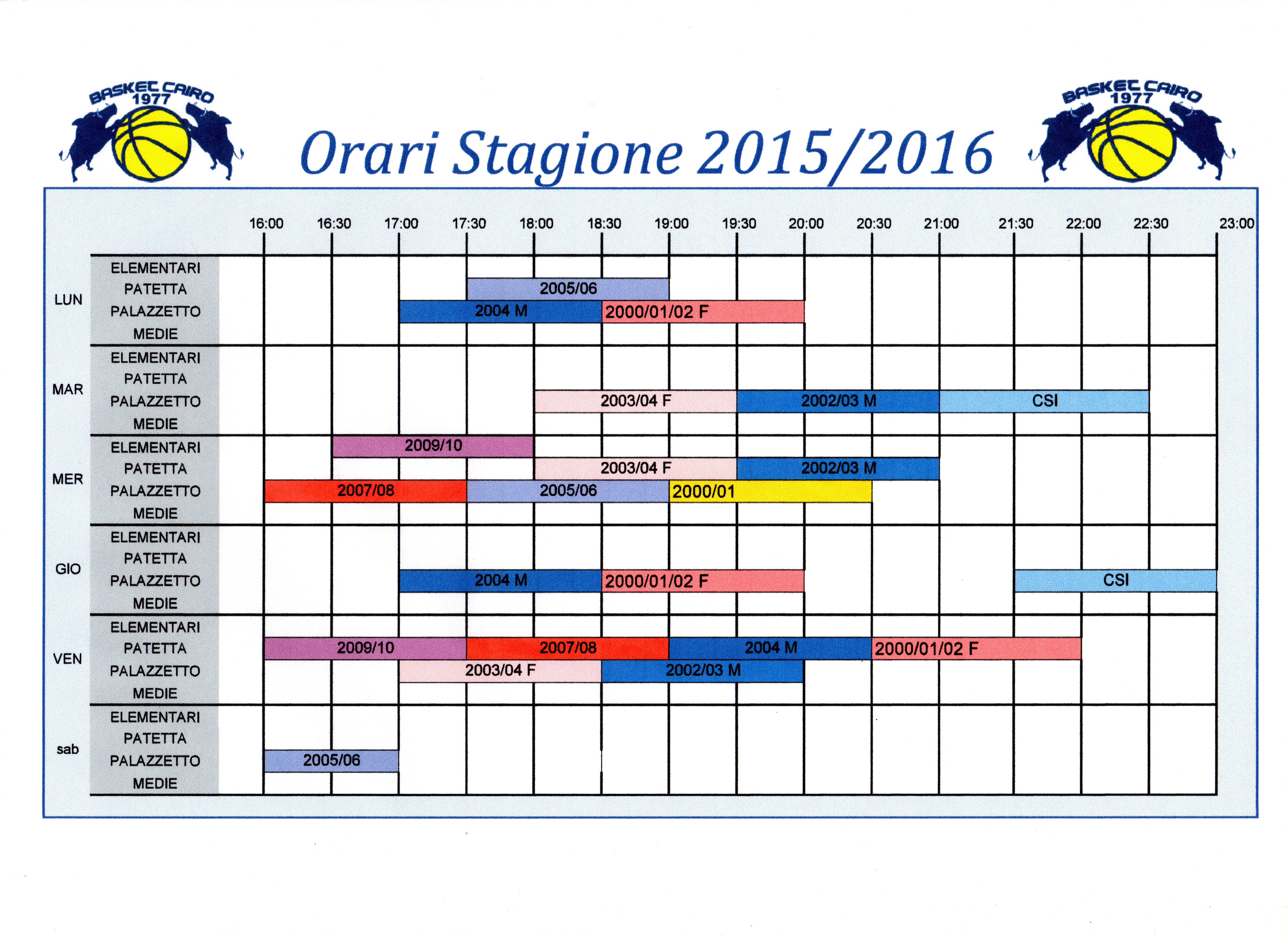 Orari 2015-2016